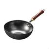 10'' Iron Wok Chinese Cookware with Hanging Hook Frying Pan Flat Bottom for Hotel