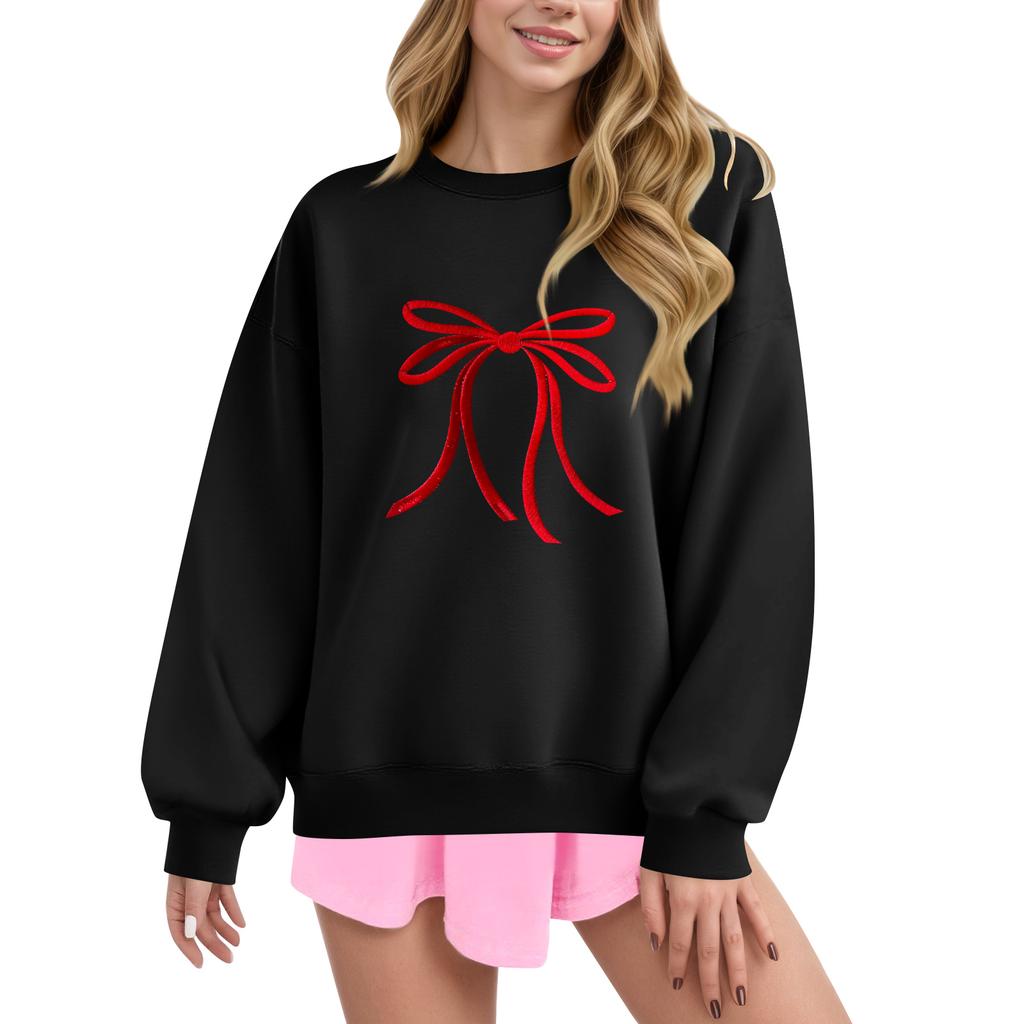 Женские топы Женский свитшот с длинным рукавом Повседневный с круглым вырезом Свободного кроя Пуловер Флисовые топы