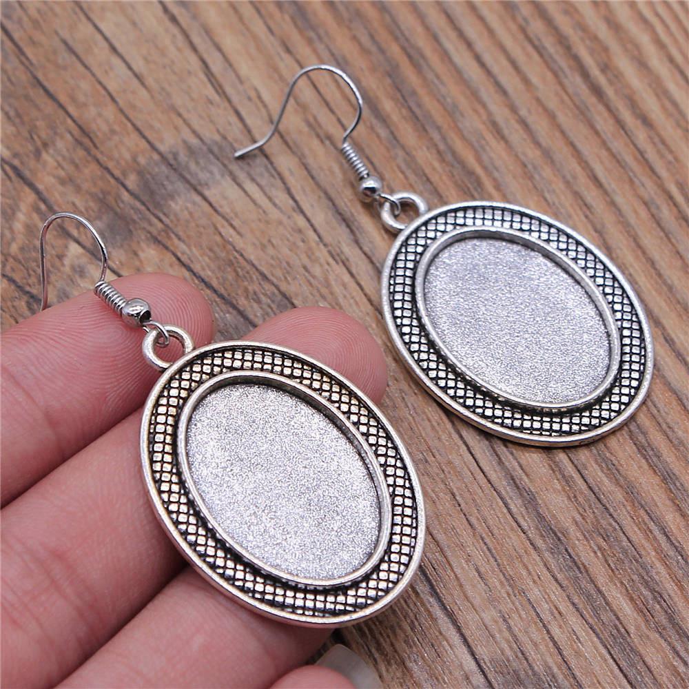 Oval Ear Hook Glass Cabochon Base Setting Tray Drop & Dangle Earring Women's Jewellery Party Boho Findings & Components