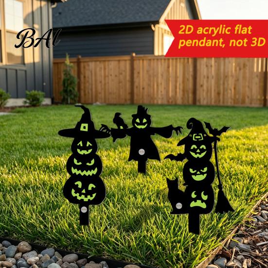 Reusable Garden Art Halloween Ghost Stake, Spooky Glow-in-The-Dark Yard Sign, Pumpkin Villa Lawn Accents Scarecrow Acrylic Decoration for Pathway