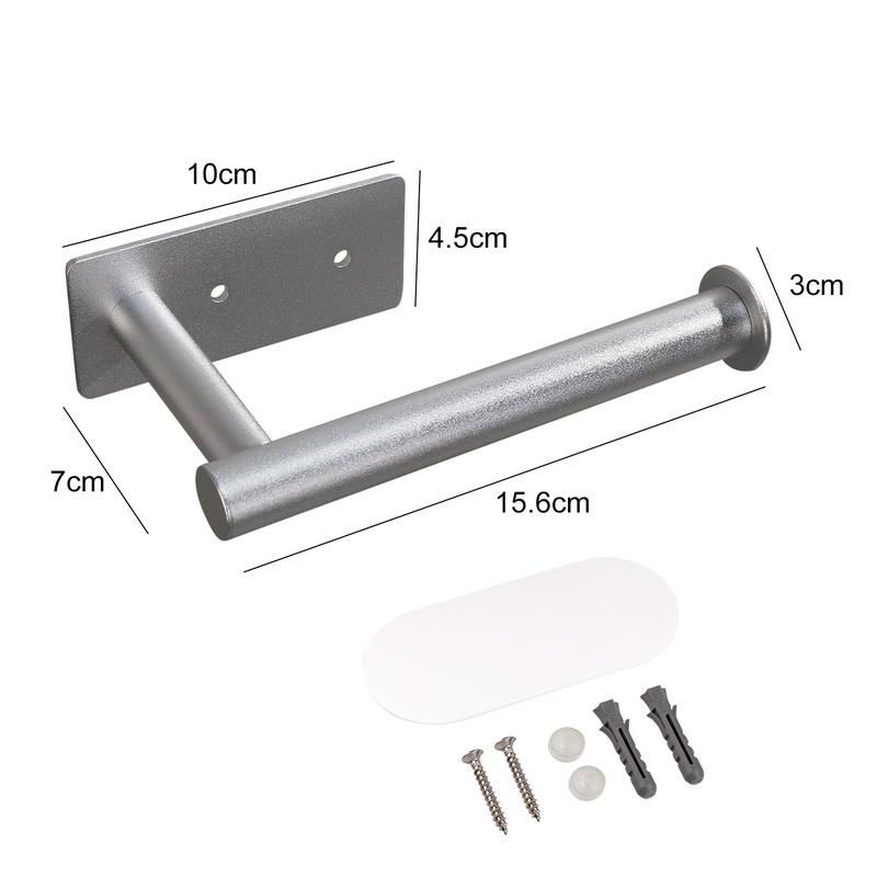 Aluminum Adhesive Toilet Roll Paper Holder Organizer Wall Mount Storage Stand Kitchen Bathroom No Drill Tissue Towel Dispenser