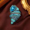 Vintage High-End Chinese Conch Brooch with Drip Oil and Inlaid Diamonds - Elegant Coat Accessory