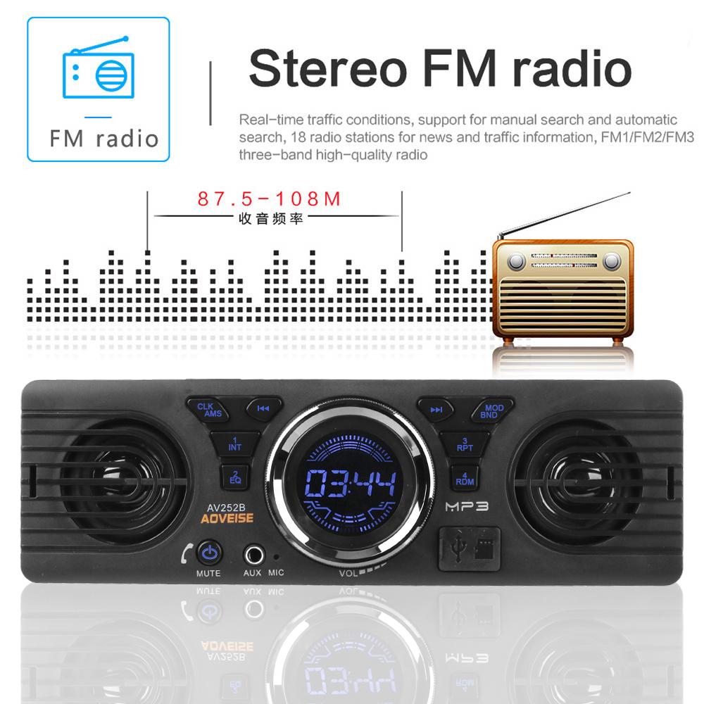 Автомобильный радиоприемник Авторадио Встроенный 2 динамика Bluetooth Hands-free 1 Din AUX вход FM-аудио MP3-плеер USB TF-карта Зарядка телефона