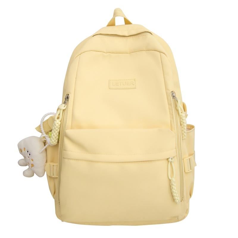 Girls Solid Color Schoolbag Female High School Students Large Capacity Backpack