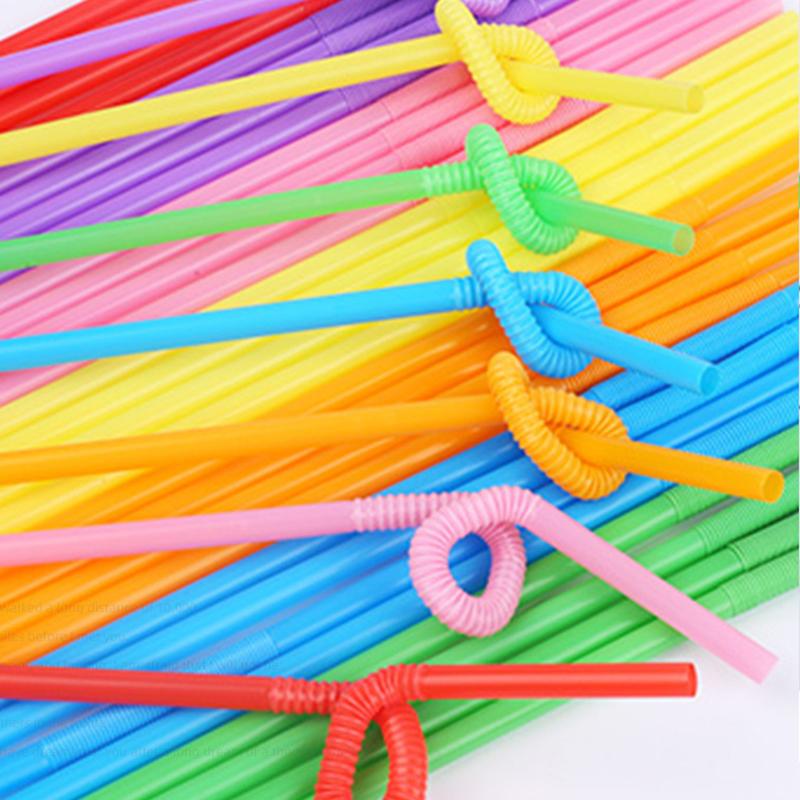 100 шт., одноразовые соломинки, гибкие, удлиненные, пластиковые, для напитков, большие трубки для детей, телескопическая трубочка для питья чая, бара, телескопическая соломинка для коктейлей