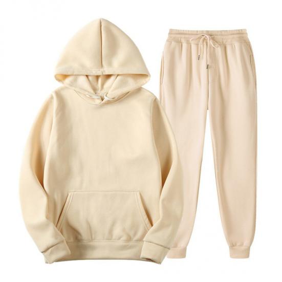 2 шт./компл. Спортивный костюм унисекс с капюшоном, с длинным рукавом, свободный топ с карманом, весенне-осенний спортивный костюм, эластичная талия на кулиске, манжеты на щиколотках