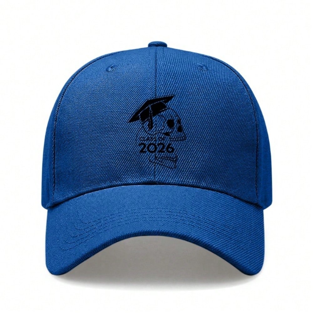 Class Of 2026 Skull Print Baseball Hat - Unisex Adjustable Polyester Soft Fabric Breathable Lightweight Casual Streetwear Graduation Gift For Students