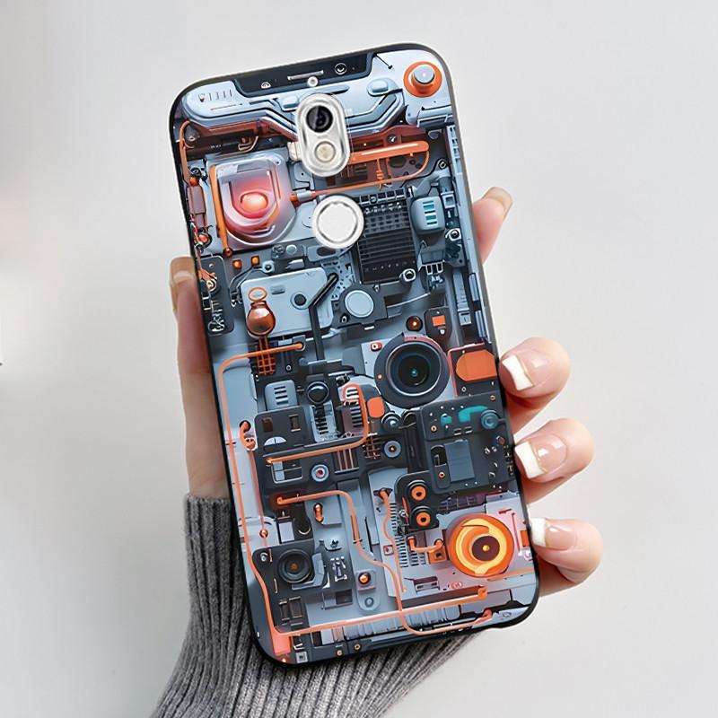 Чехол Для Телефона Nokia 7 Корпус Для Nokia 7 Plus Цветочный Узор На Кончиках Пальцев Узорчатая Крышка Модный Мягкий Защита От Царапин Черный Чехол