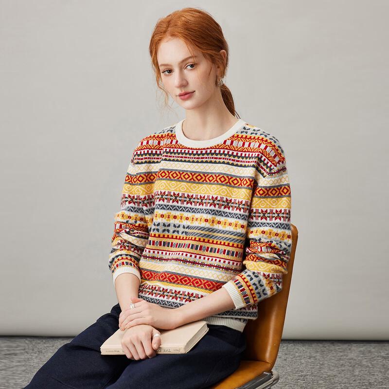 Женский джемпер Kemonboka с узором Fair Isle, 100% кашемир, с круглым вырезом