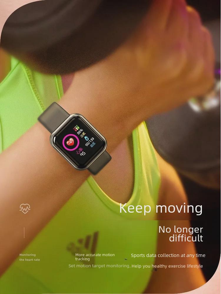 Умные часы D20s: Функции звонков/музыки, спортивный браслет, Bluetooth, счетчик шагов, монитор сердечного ритма и артериального давления.