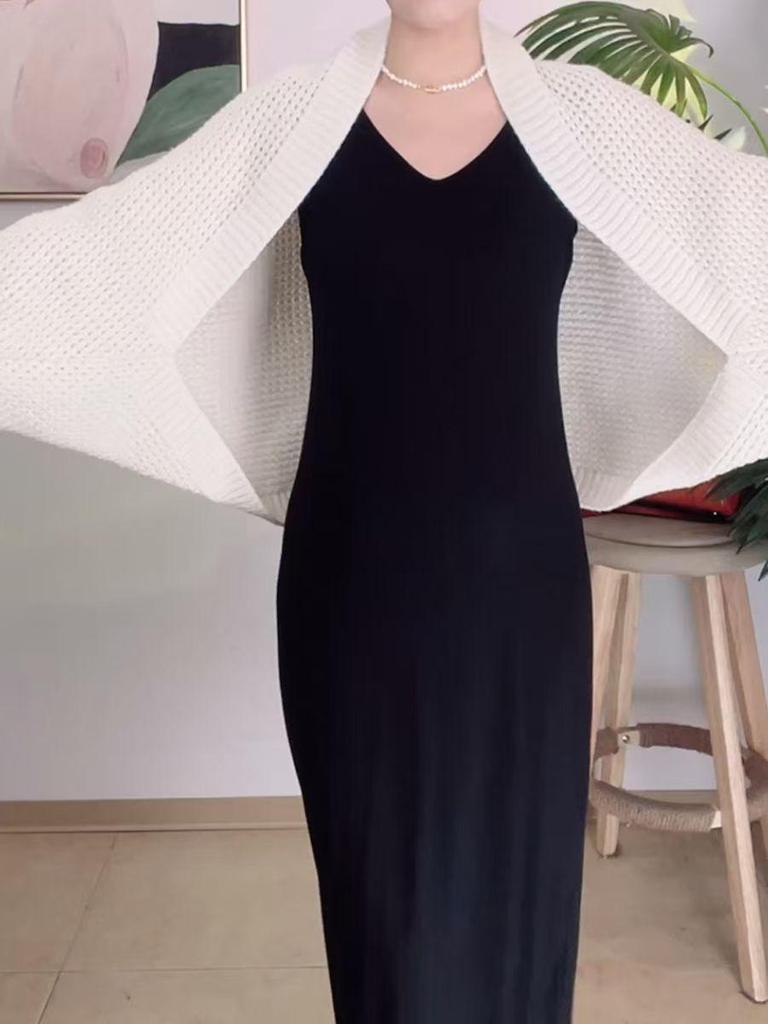 Женская вязаная шаль с длинным рукавом 2024 - Универсальный, модный кардиган для весны и осени, свободный и теплый, с элегантным стилем.