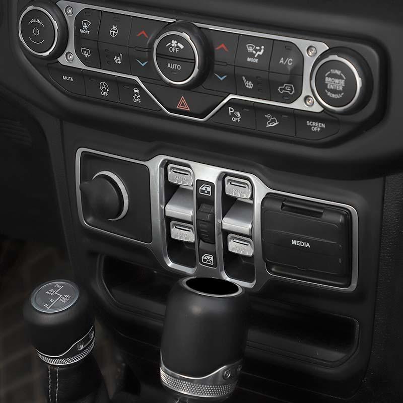 Aluminium Alloy Car Window Button Trim Decorative Stickers For Jeep Wrangler JL For JT Gladiator 2018 Up Interior Accessories