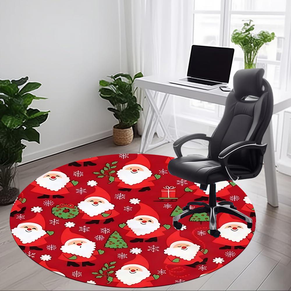 1pc Santa Claus Chair Carpet for Office, Round Non-Slip Durable Large Size Office Carpet, Suitable for Office, Beautiful Decoration