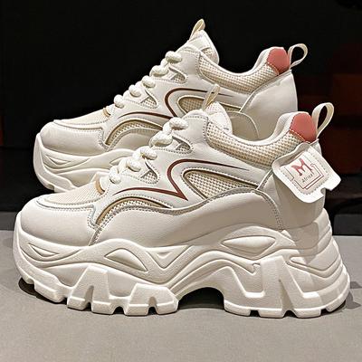 Дышащие сетчатые кроссовки на платформе, женские весенне-летние вулканизированные туфли на толстой подошве, женская нескользящая повседневная обувь на шнуровке