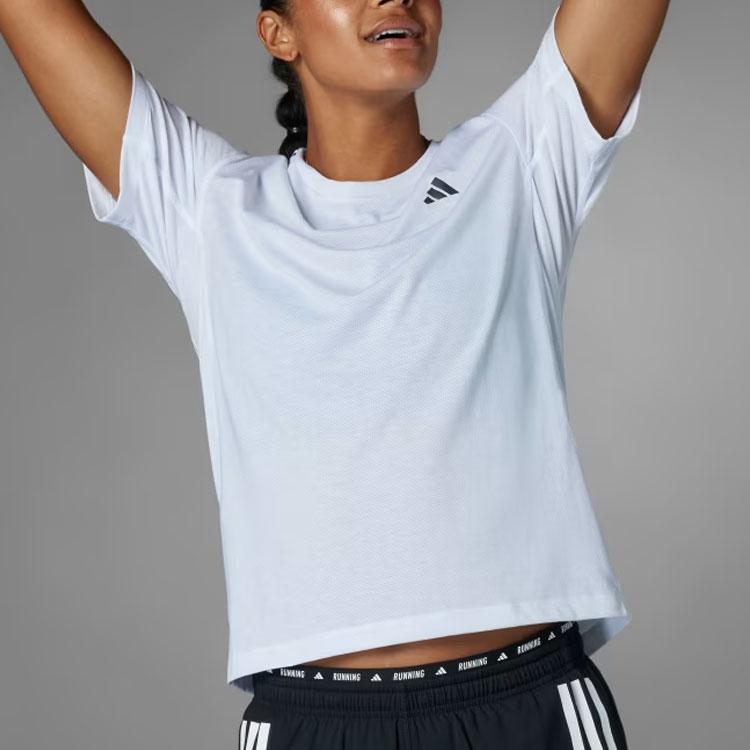 adidas Женская футболка с круглым вырезом и коротким рукавом, цветные блоки и три полоски, белая IQ3876