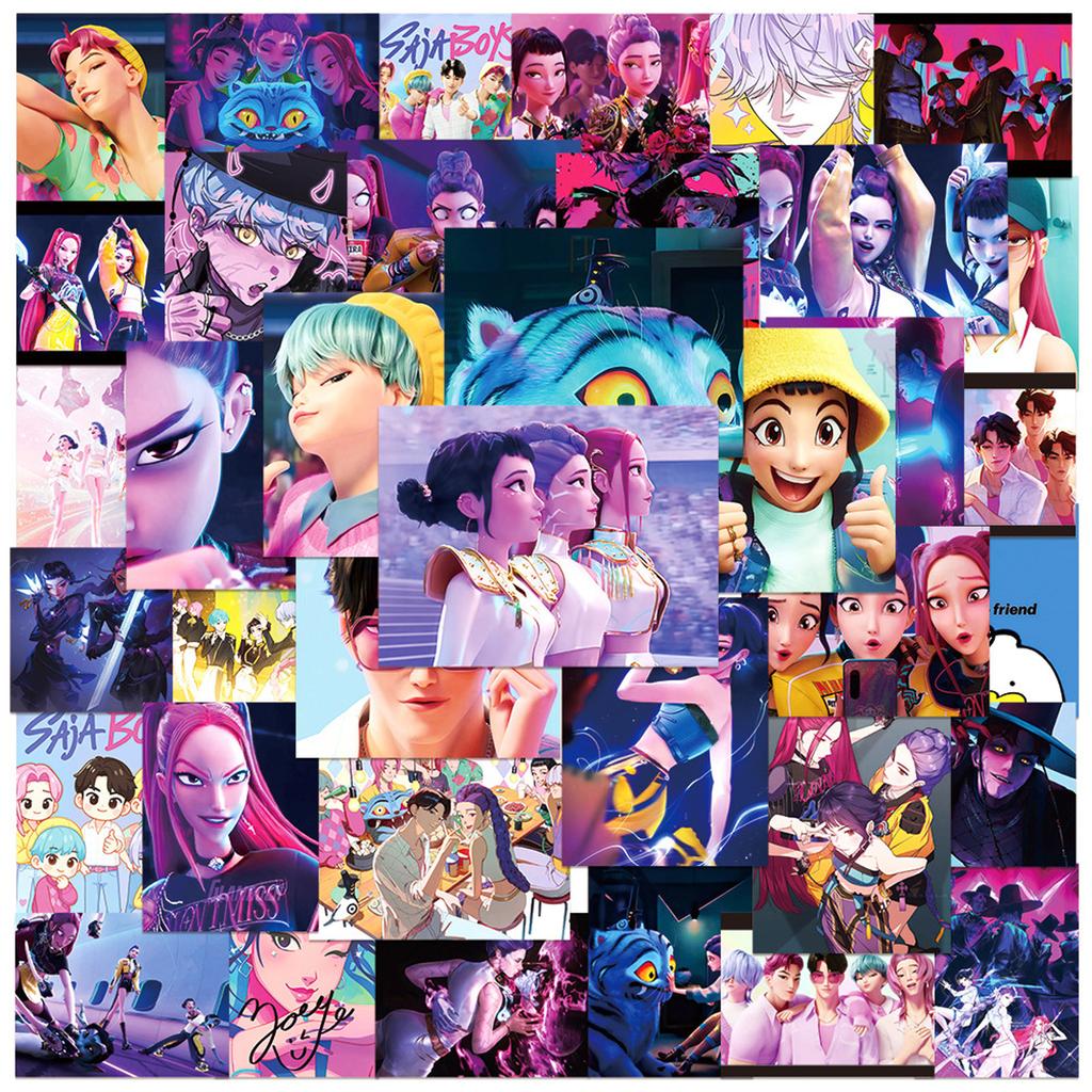 50pcs Witch Girls Personalized Stickers Waterproof Decorative Stickers For Notebooks And Water Cups