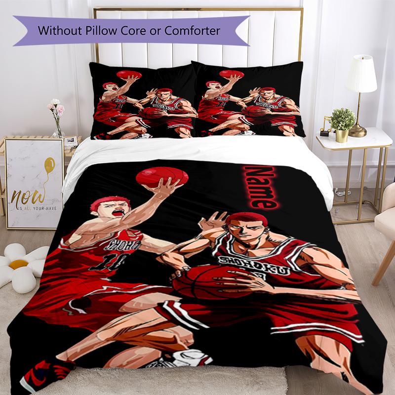 3pcs Custom Name Slam Dunk Bedding Set Duvet Cover Closure Includes 1 Duvet Cover & 2 Pillowcases, Soft and Comfortable for All Seasons.