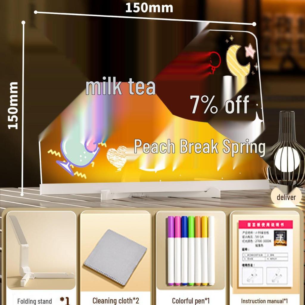 Erasable Fluorescent Acrylic Desktop Blackboard with Light