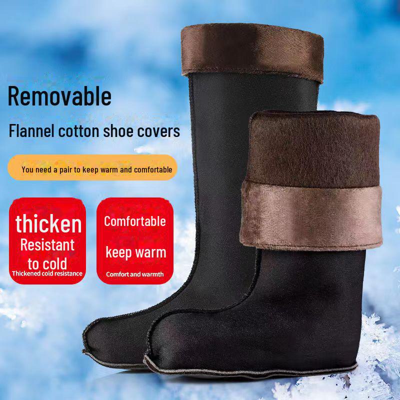 Men's Waterproof Non-Slip Rain Boots - High-Top Rubber Shoes with Velvet Lining, Acid and Alkali Resistant.
