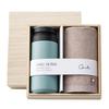 Dolce Duo Water Bottle and Imabari Towel Gift Set (2-Piece Set) (Wooden Box) 340ml Mug, Vacuum Insulated Stainless Steel Double-Walled Walled Water