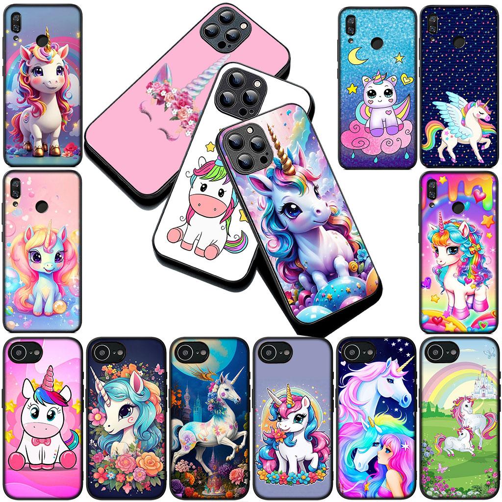 Comics Unicorn Horse Rainbow Silicone Phone Cover for Apple iPhone 17 Air 12 13 Pro Max Mini ProMax 7 + 8 Plus Soft Case