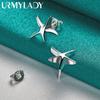 URMYLADY 925 Sterling Silver Star Stud Earrings For Women Wedding Party Charm Jewelry