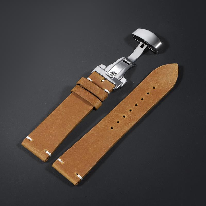 Ремешок для часов из телячьей кожи для Omega для Seiko Браслет 18 мм 20 мм 21 мм 22 мм 24 мм Ремешок Темно-коричневая прострочка для браслета Rolex