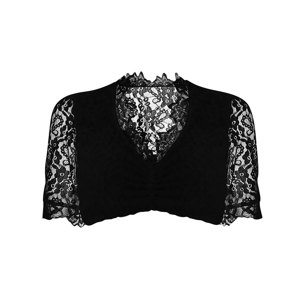 Ladies Elegant Bodysuit Black Bodysuit Lace Shirt For Oktoberfest Ladies Elegant Classical Halloween Oktoberfest Lace Panel Small Shirt Top
