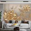 Современные 3d обои Light Luxury 3d Golden Flower Mural Гостиная Спальня Диван Настенные фрески Домашний декор