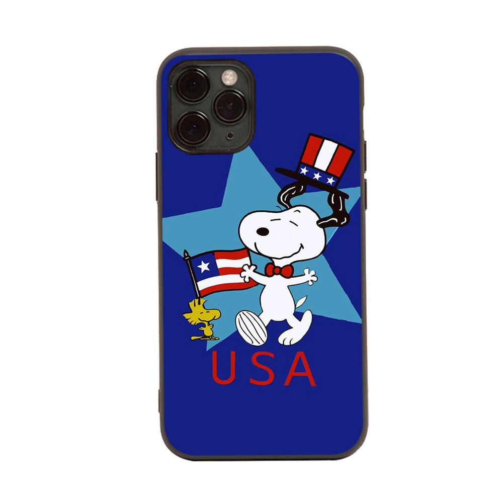 SM14 Snoopy Cartoon Black Sofe Case for Samsung Note 20 Lite S24 Ultra S23 A03 A05 A06 A11 A71 A15 A16 A13 A24 A25 A33 A52 A53 A50 M55 M35 Plus