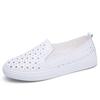 Fashion Spring Summer Silver Flats Hollow Out Women's White Loafer Split Leather Boat Shoes Comfy Ladies Best Flats For Standing All Day