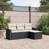 4 Piece Outdoor Sofa Set with Cushions Black Poly Rattan