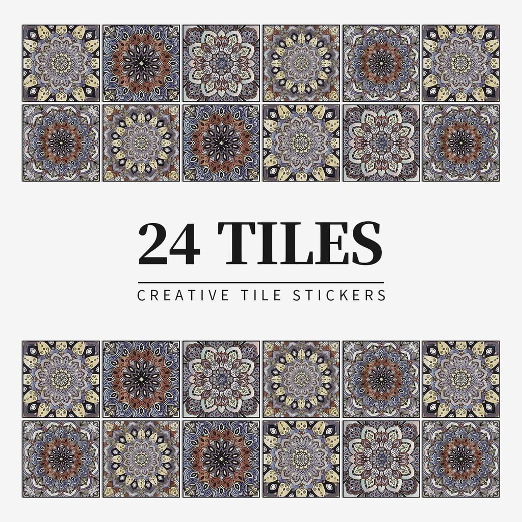 24 Pieces European Pattern Self-Adhesive Tile Sticker Waterproof And Oil-Proof Kitchen Bathroom Wall Decoration Matte Film Pvc Wall Sticker