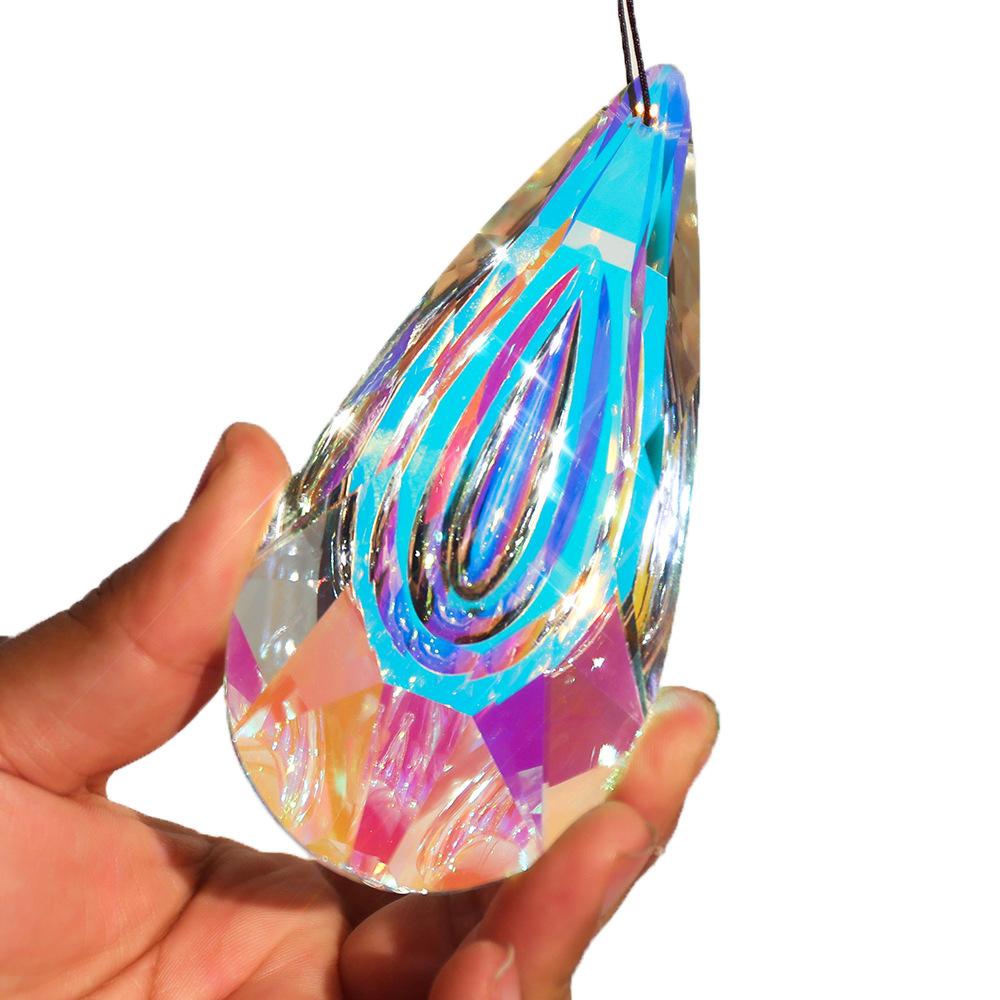 12cm Crystal Prism Window Hanging Ornament Suncatcher Colorful Crystal Multifaceted Prism Rainbow Maker Christmas Home Decor