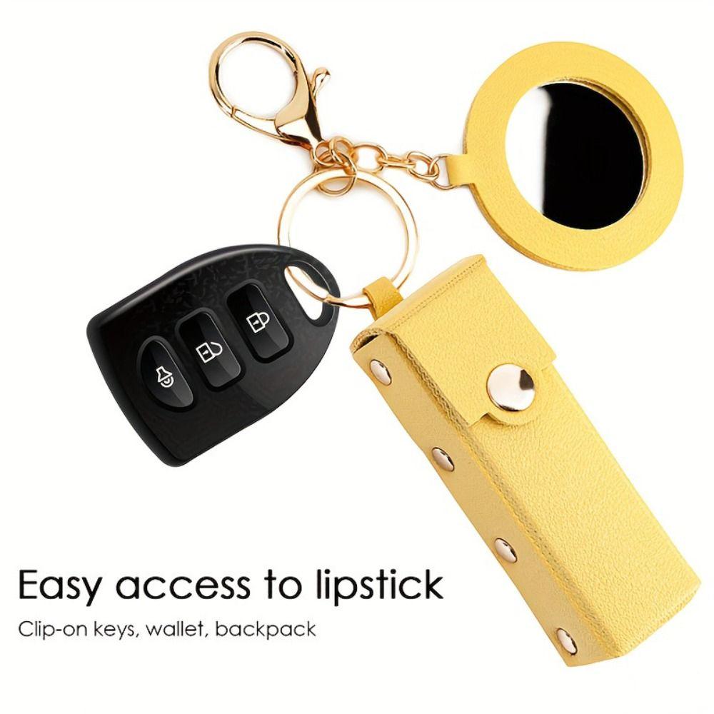 Lipstick Storage Box Mini Cosmetic Bag with Mirror Key Chain Simple Lipstick Bag  Girls
