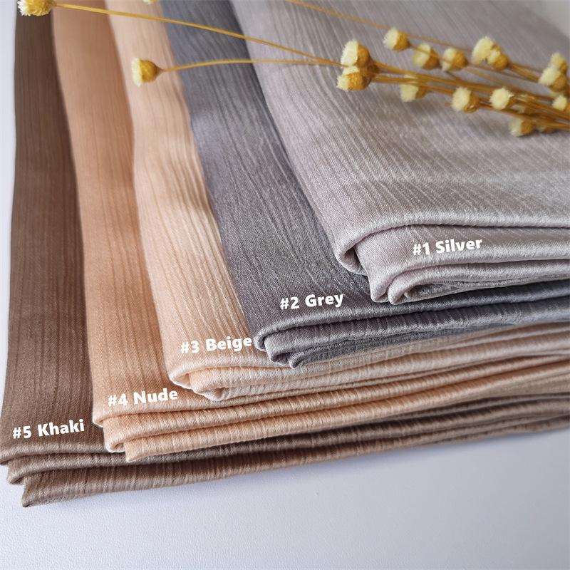 2023 Natural Wrinkled Solid Color Long Crepe Silk Scarf WJA14