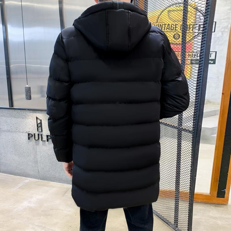Plus-size Cotton-padded Men's Mid-length Hooded Coat Autumn/Winter Korean Trend Thickened Warm Cotton-padded Men's Cotton-padded Jacket