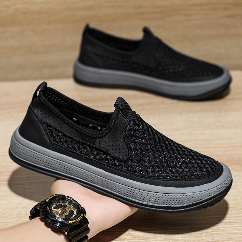 British Style Summer Breathable Men Casual Hollow Out Shoes Antiskid Thick Bottom Classic Loafers Flats Hot Sale Driving Shoes