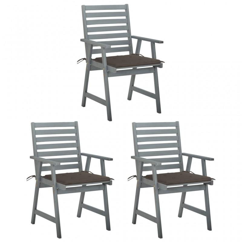Day and Night - Day and Night Garden Dining Chairs 3 Units Solid Acacia Wood and Cushions