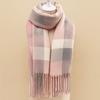 Soft Knitted Wool Scarf Cold-proof Long Neckscarf with Tassel Large Classic Plaid Scarf  Women