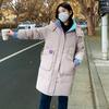 Повседневная хлопковая куртка средней длины женская 2025 новая корейская свободная хлопковая куртка утолщенная студенческая с капюшоном зимняя теплая куртка