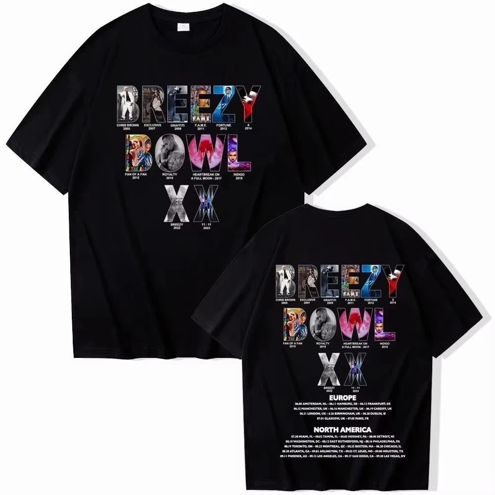 2026 Chris Brown Breezy Bowl XX Tour Cotton Printed TShirt Harajuku Style Crew Neck Casual Vintage Hop Unisex Fashion TShirt