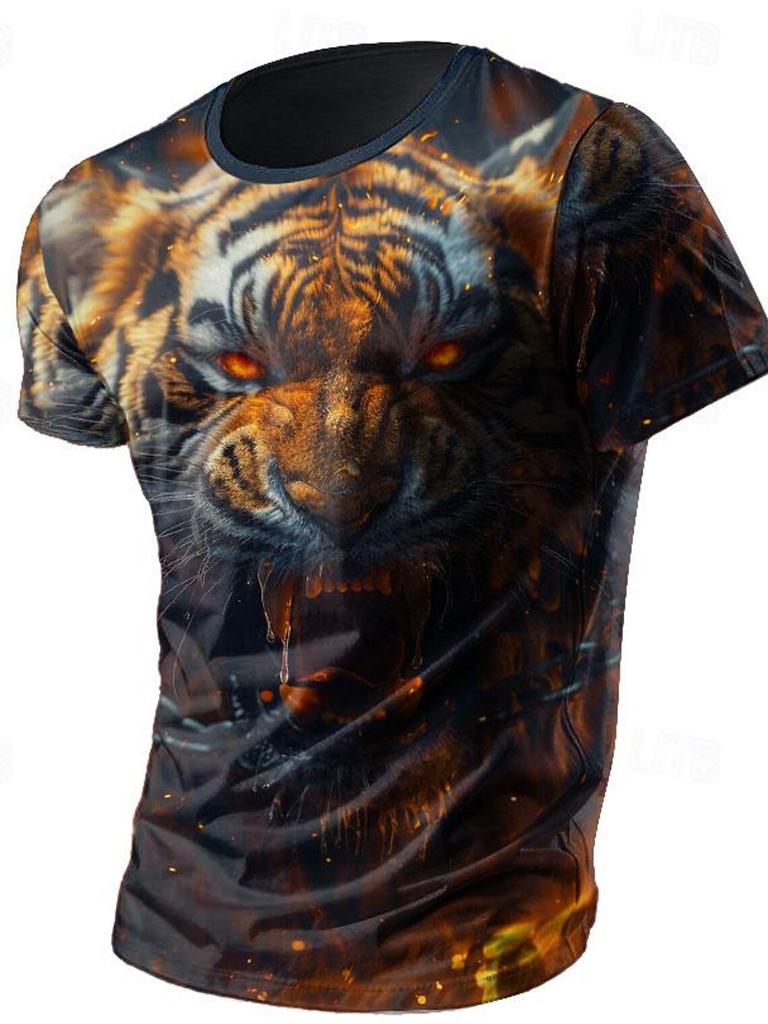 Flame Animal модная мужская футболка с 3D принтом футболка для уличного спорта уличная футболка черная рубашка с круглым вырезом летняя весенняя одежда одежда