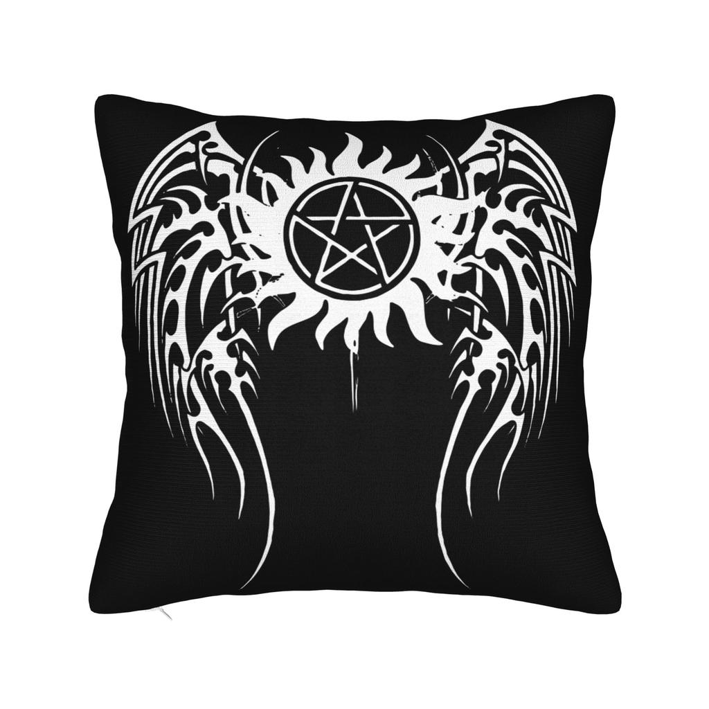 Supernatural Angel Pillowcase Printing Polyester Cushion Cover Decor Mark of Cain Throw Pillow Case Cover Seater Square Xcm