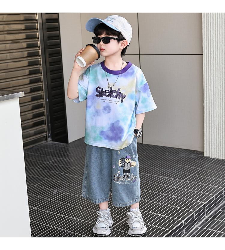 Boys' summer clothes 2026 new summer set, stylish children's cool and handsome short sleeved summer two-piece set for boys