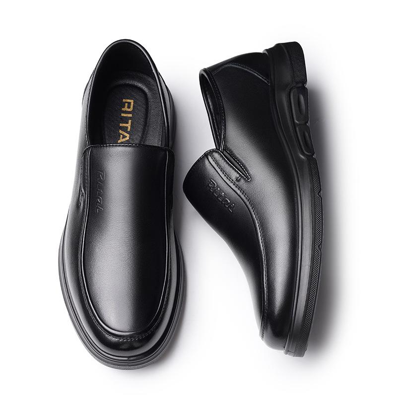 Мужские нескользящие водонепроницаемые рабочие туфли из натуральной кожи - мягкая подошва, износостойкая повседневная обувь 85273