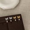 Exquisite And Small Bow Pearl Pendant Earrings Women'S Niche Design Sense Elegant Light Luxury Versatile Earrings