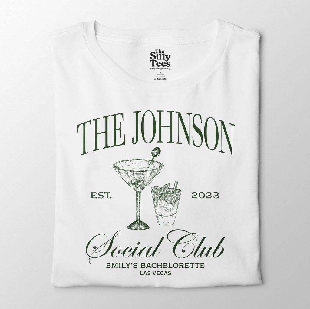Custom Bachelorette Party Shirt, Social Club Cocktail Tee, Personalized Bride Crew Shirt