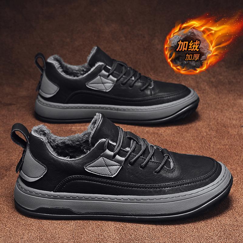 Мужская обувь Зимняя платформа Универсальная спортивная повседневная обувь Персонализированная трендовая мужская кожаная обувь Ретро модная обувь для сноубординга