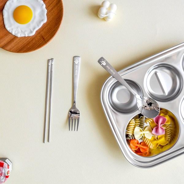 Bear Stain Basic Spoon Fork Chopsticks Set of 2, 2 Spoons + 2 Forks + 2 Chopsticks